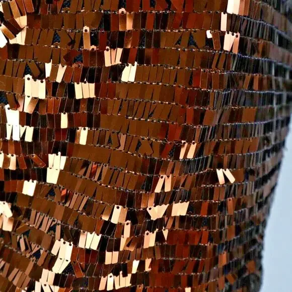 Ali & Jay Size L Disco Ball Copper Sequin Crop Top Black Zip Back - Picture 10 of 13